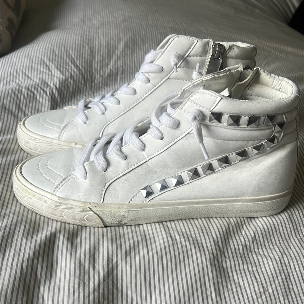 Vici White High-Top Sneakers with Studded Detail